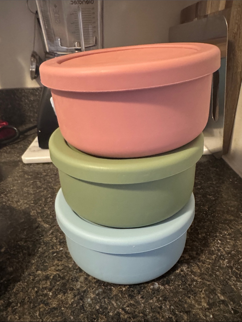 Stackable Pastel Silicone Food Storage Bowls - Set of 3